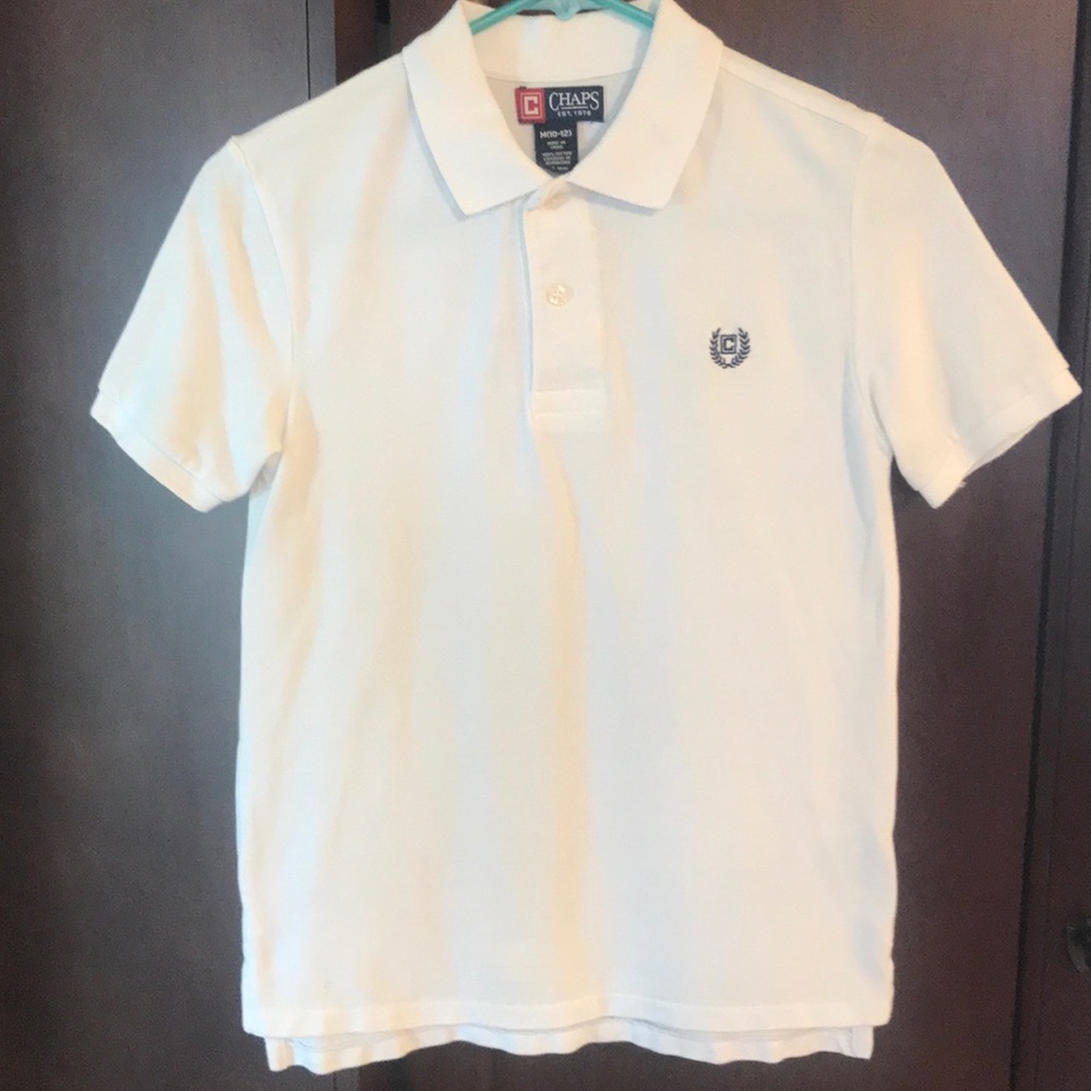 Chaps White Boys Polo Shirt with Navy Crest